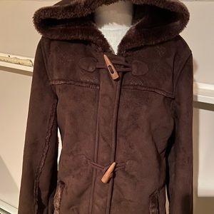 Justice size 14 coat fur brown